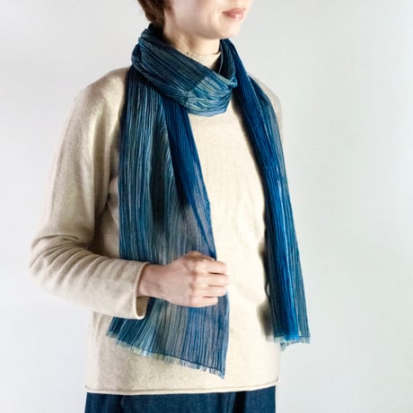hikariful　long scarf　blue