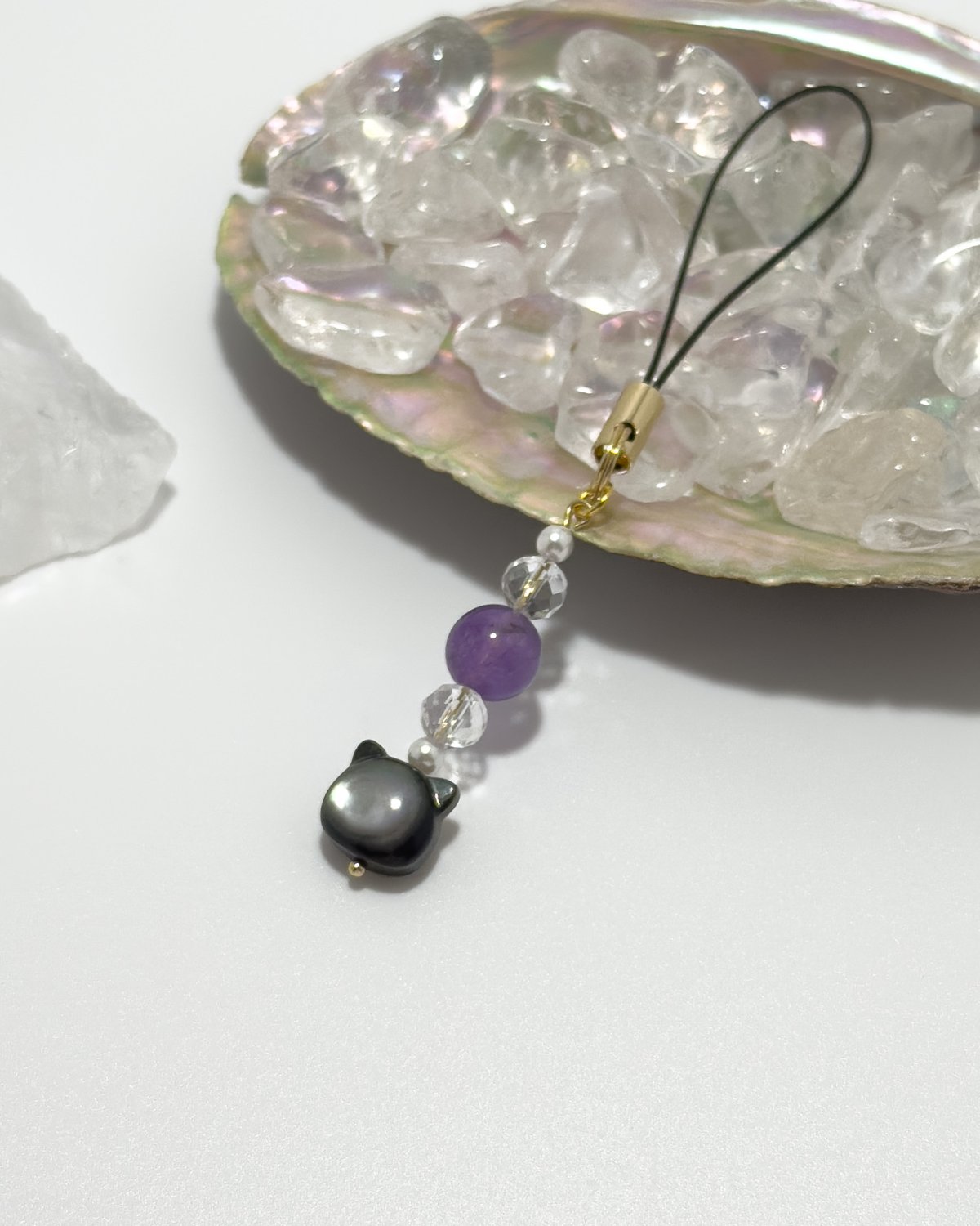 パワーストーンストラップ】アメジスト 猫パーツ付き | 穏心堂-おん