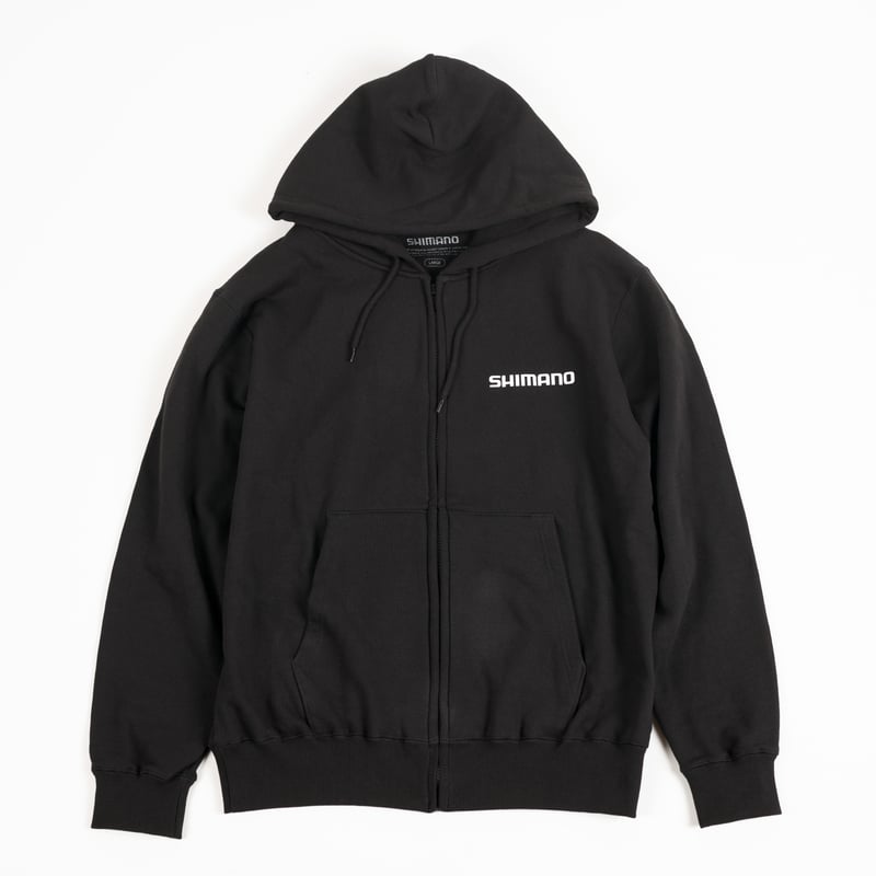 SHIMANO Big Logo Zip-up Hoodie Black with White
