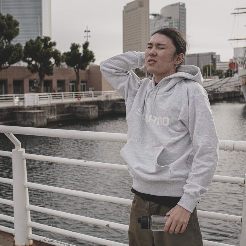 SHIMANO Front Big Logo Pullover Hoodie Ash | SH