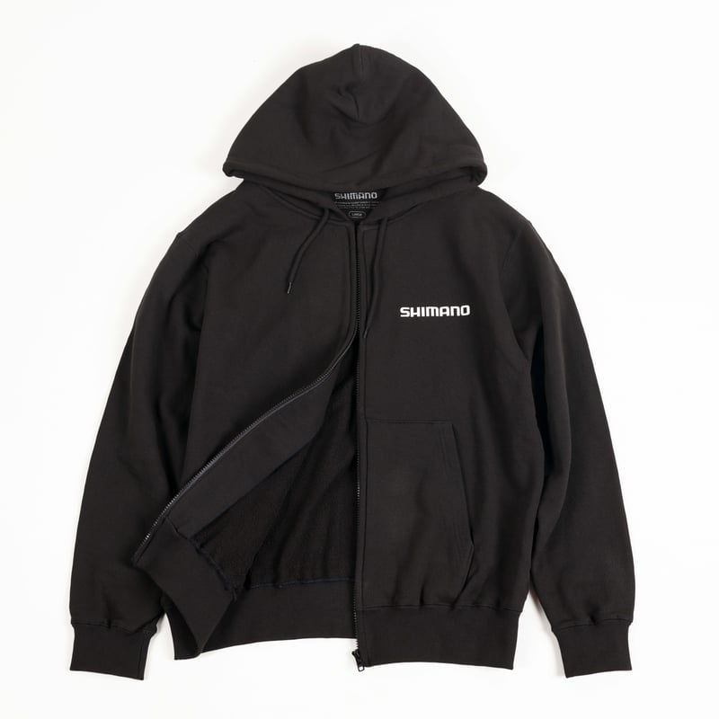 SHIMANO Big Logo Zip-up Hoodie Black with White