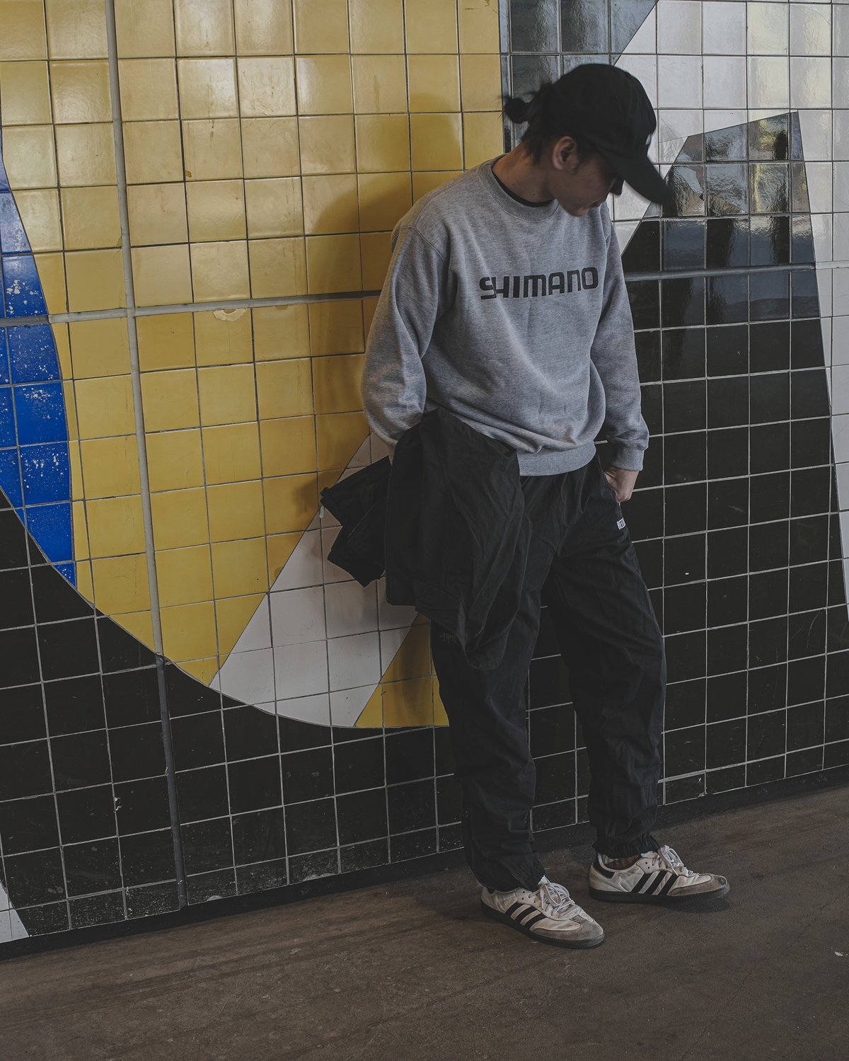 SHIMANO Big Logo Sweat Heather Gray with Black