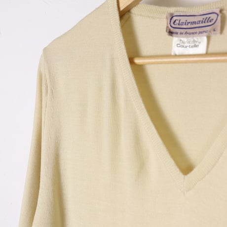 "Clairmaille" V-Neck Acryl Knit Sweater 1980s