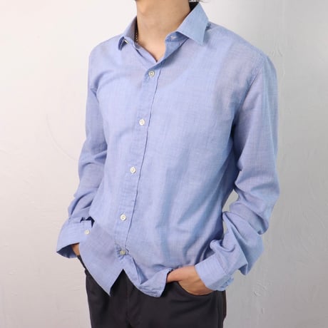 Camiceria Cormac / 1980s Italian Blue Linen Blend Shirt