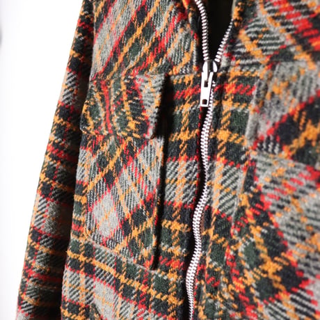 French Plaid Wool Zip Jacket 1970s