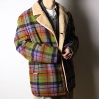 Plaid Shearling Collar Jacket 1970s