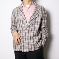 French Linen Blend Check Jacket 1980s