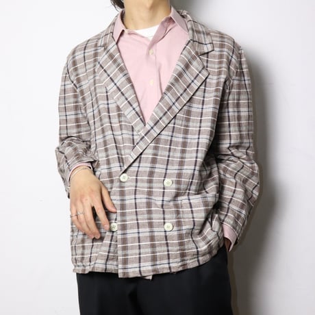 French Linen Blend Check Jacket 1980s