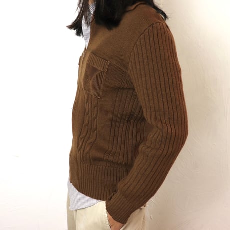 European Made / 1970s Wool Zip-Up Knit Jacket