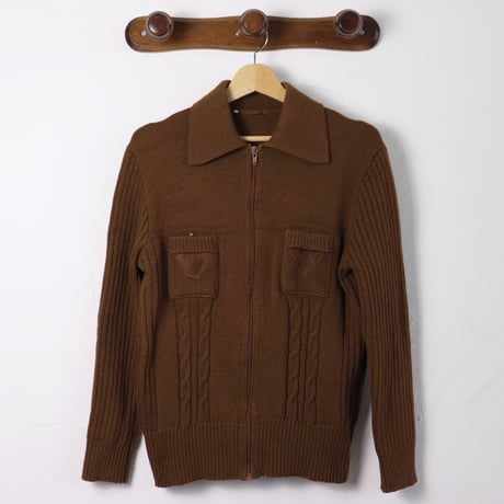 European Made / 1970s Wool Zip-Up Knit Jacket