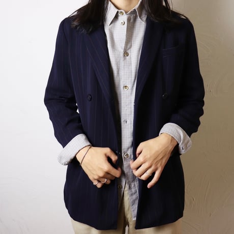 Teenflo / 1980s French Pinstripe Double-Breasted Jacket