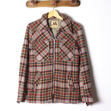 French Plaid Wool Zip Jacket 1970s