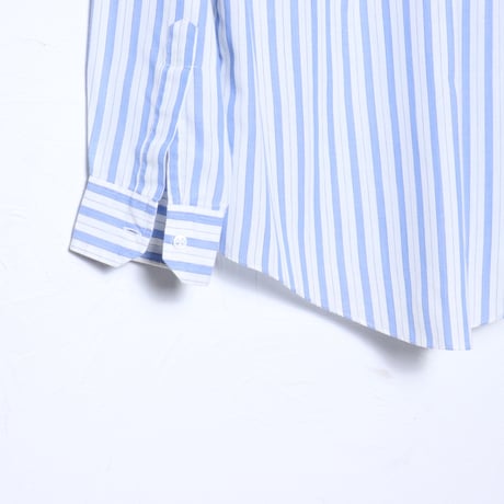 French Vintage Blue Stripe Button Down Shirt 1980s