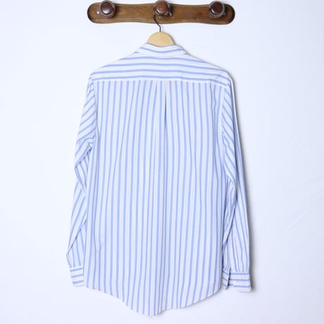 French Vintage Blue Stripe Button Down Shirt 1980s