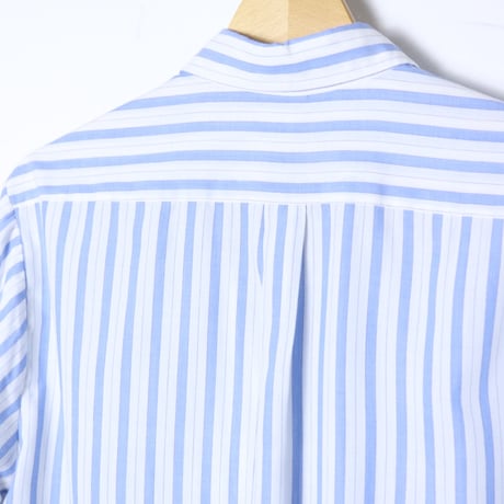 French Vintage Blue Stripe Button Down Shirt 1980s
