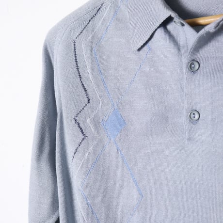“Courtelle” Acrylic Knit Polo Shirt 1980s