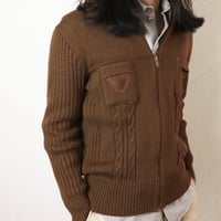 European Made / 1970s Wool Zip-Up Knit Jacket