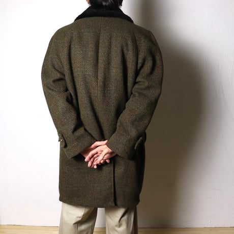 Irish Tweed Fur Collar Overcoat 1970s