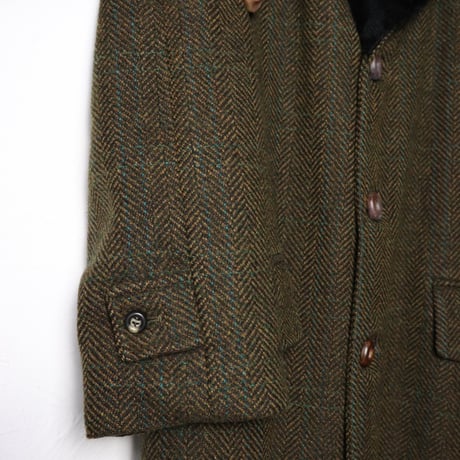 Irish Tweed Fur Collar Overcoat 1970s