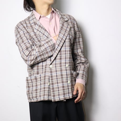 French Linen Blend Check Jacket 1980s