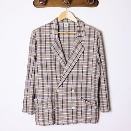 French Linen Blend Check Jacket 1980s
