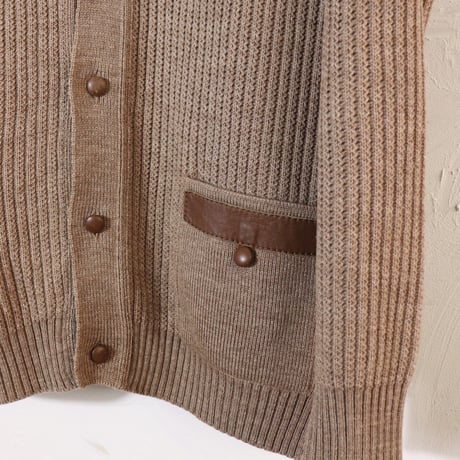 French Wool Knit Jacket with Leather Trim 1970s–1980s