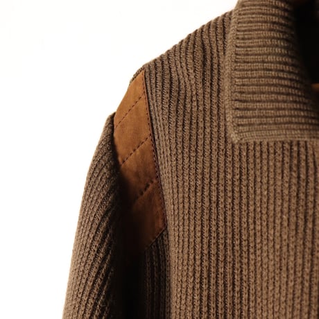 Suede-Patch Knit Blouson 80s