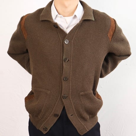 Suede-Patch Knit Blouson 80s