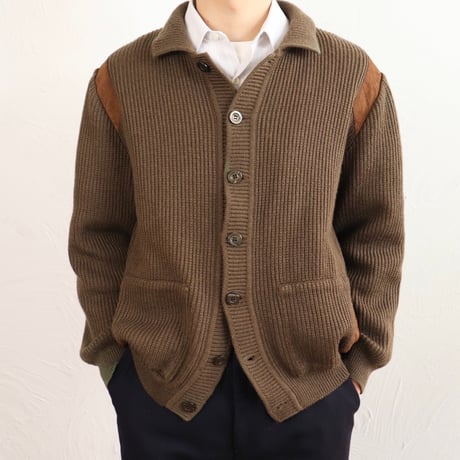 Suede-Patch Knit Blouson 80s