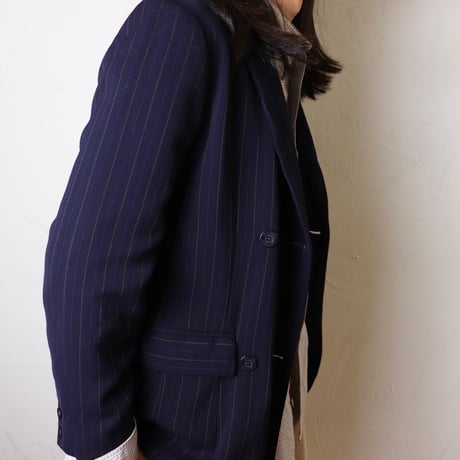 Teenflo / 1980s French Pinstripe Double-Breasted Jacket