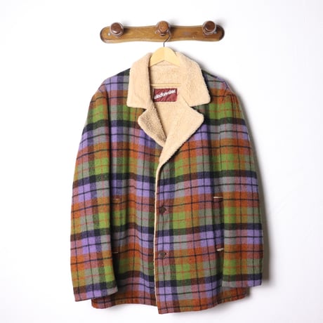 Plaid Shearling Collar Jacket 1970s