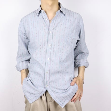 Swiss Stripe Design Shirt 1980s