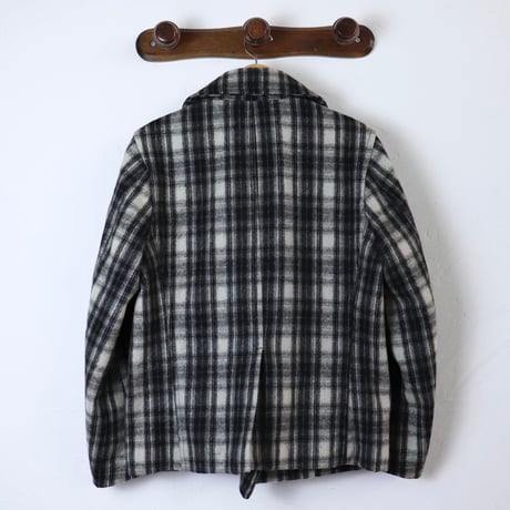 Checked Wool Pea Coat / 1990s European Style