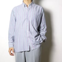 Cotton Green Striped Button Down Shirt 1990s