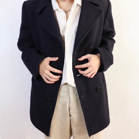 Italian Navy Wool Pea Coat 90s
