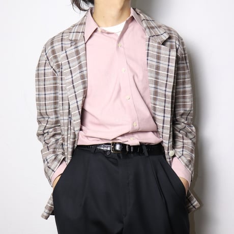 French Linen Blend Check Jacket 1980s