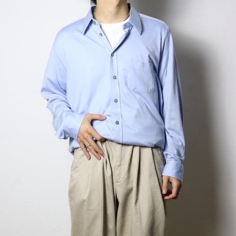 Trevira Fabric Light Blue Knit Shirt 1980s–