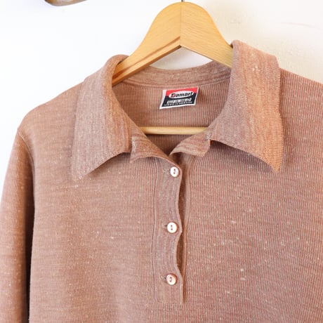 French Beige Wool Polo Knit 70s