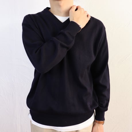 Navigare / 1990s Italian Navy Wool V-Neck Knit