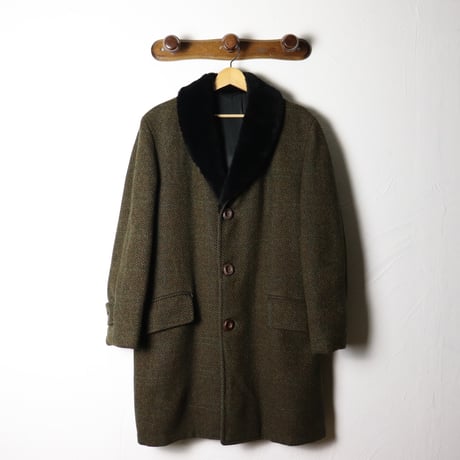 Irish Tweed Fur Collar Overcoat 1970s