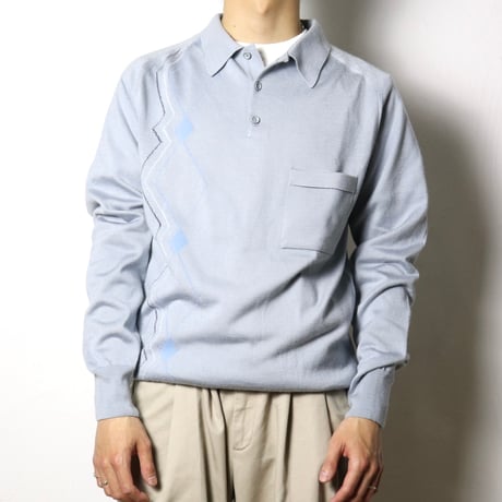 “Courtelle” Acrylic Knit Polo Shirt 1980s