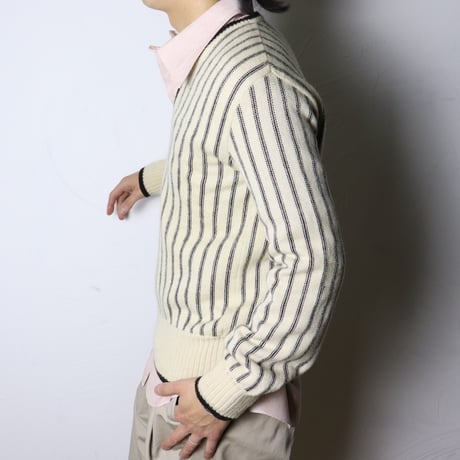 European Stripe V-Neck Knit Sweater 1970s–1980s