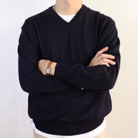 Navigare / 1990s Italian Navy Wool V-Neck Knit