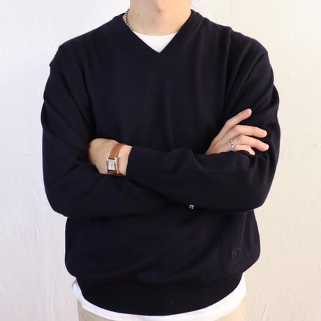 Navigare / 1990s Italian Navy Wool V-Neck Knit