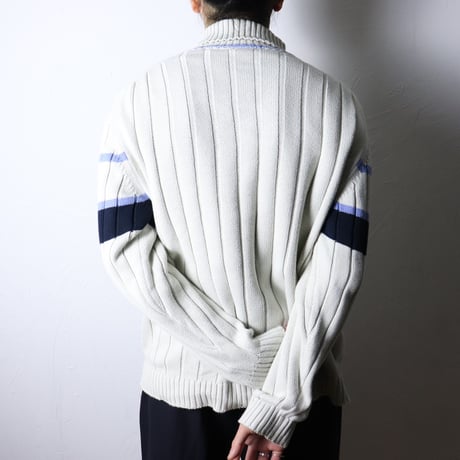 Lacoste Border Cotton Turtleneck Knit 1990s
