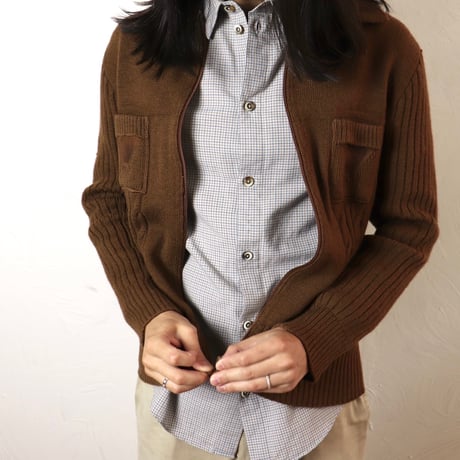 European Made / 1970s Wool Zip-Up Knit Jacket
