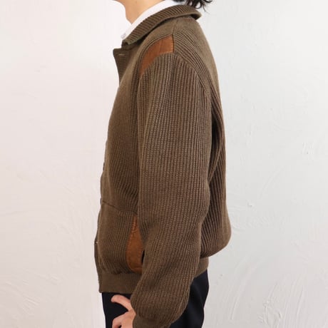 Suede-Patch Knit Blouson 80s
