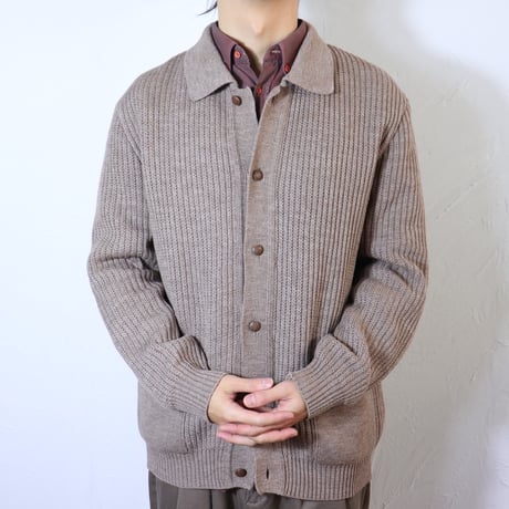 French Wool Knit Jacket with Leather Trim 1970s–1980s