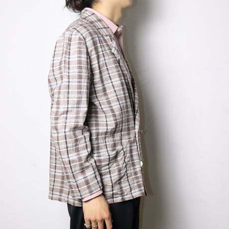 French Linen Blend Check Jacket 1980s