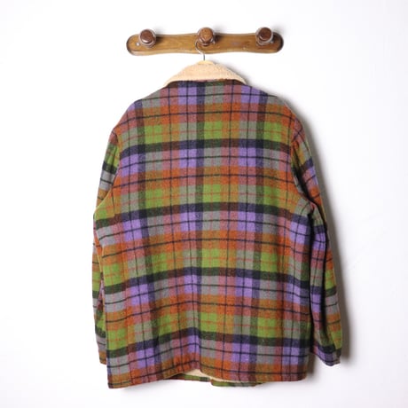 Plaid Shearling Collar Jacket 1970s